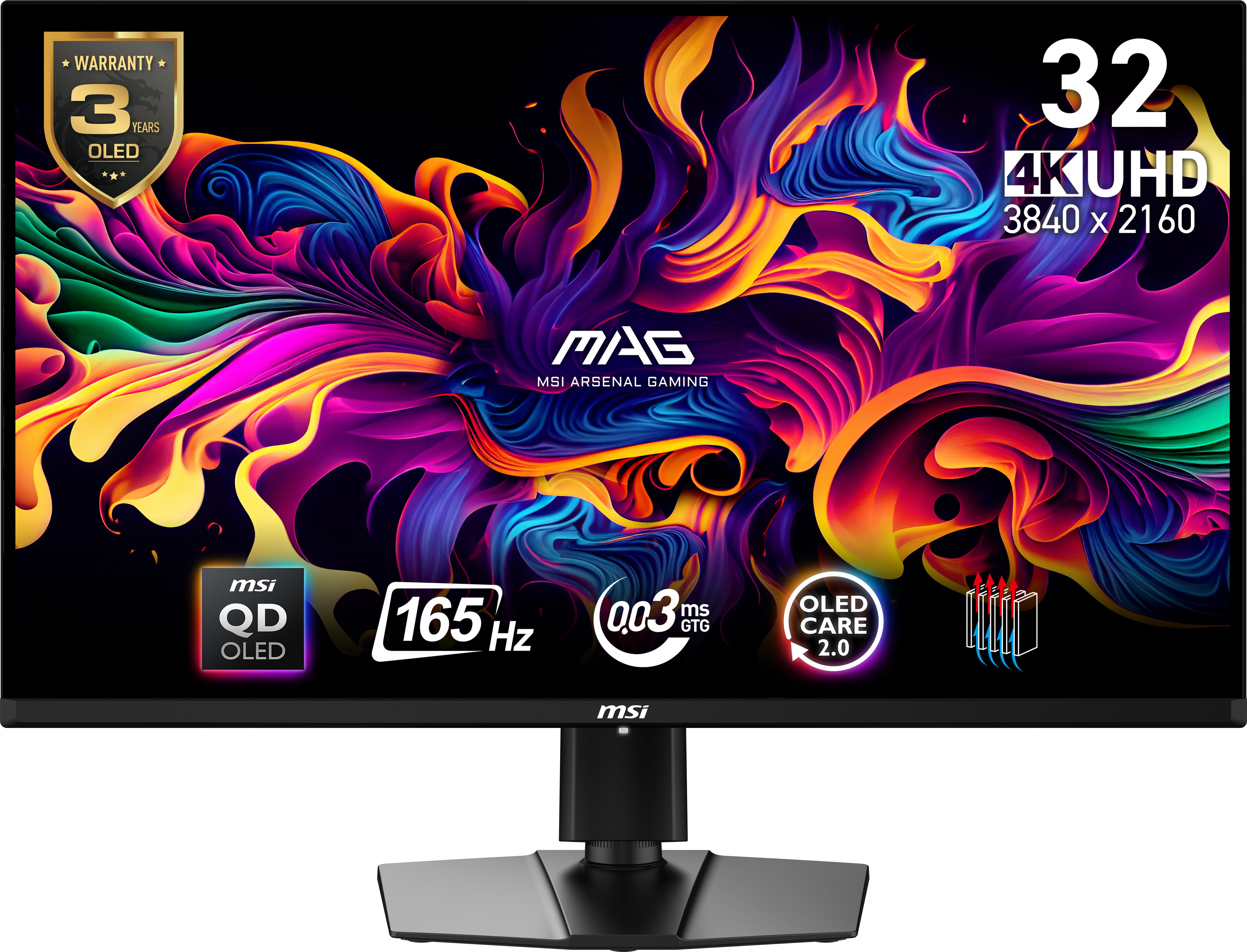 MSI MSI MAG 321UP QD-OLED platta pc-skärmar 80 cm (31.5") 3840 x 2160 pixlar 4K Ultra HD Svart