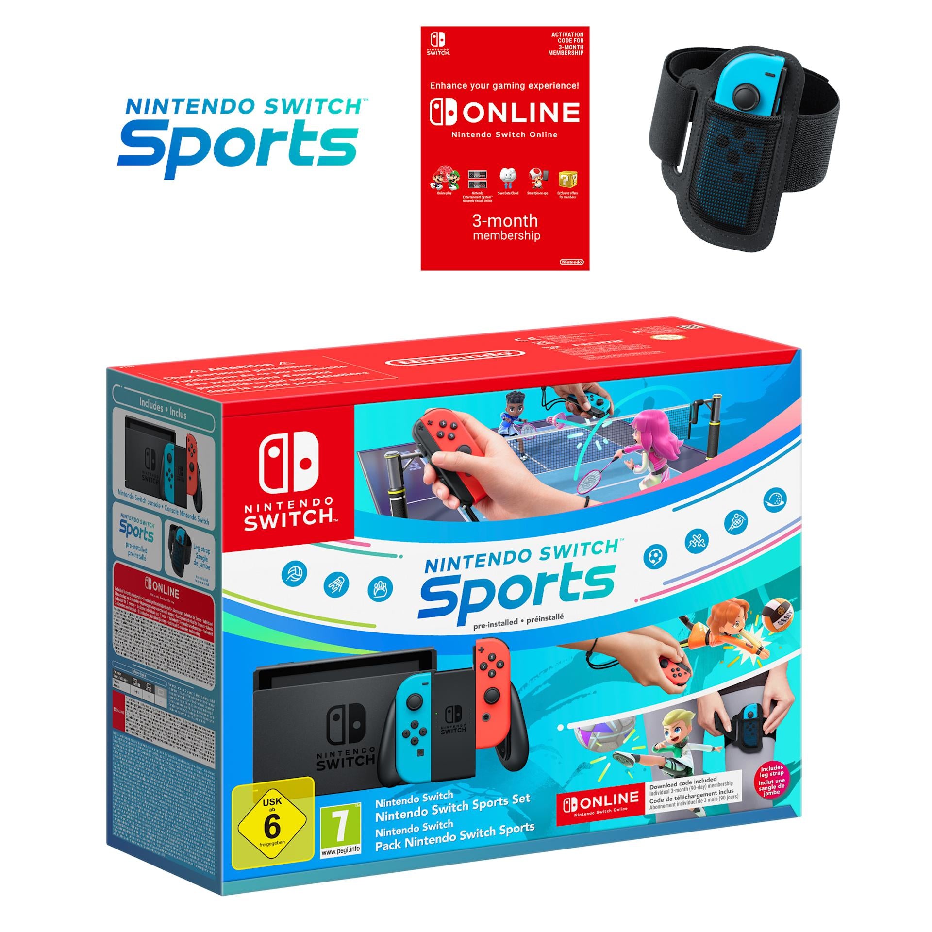 Nintendo Nintendo Switch Sports Set bärbara spelkonsoller 15,8 cm (6.2") 32 GB Pekskärm Wi-Fi Blå, Grå, Röd