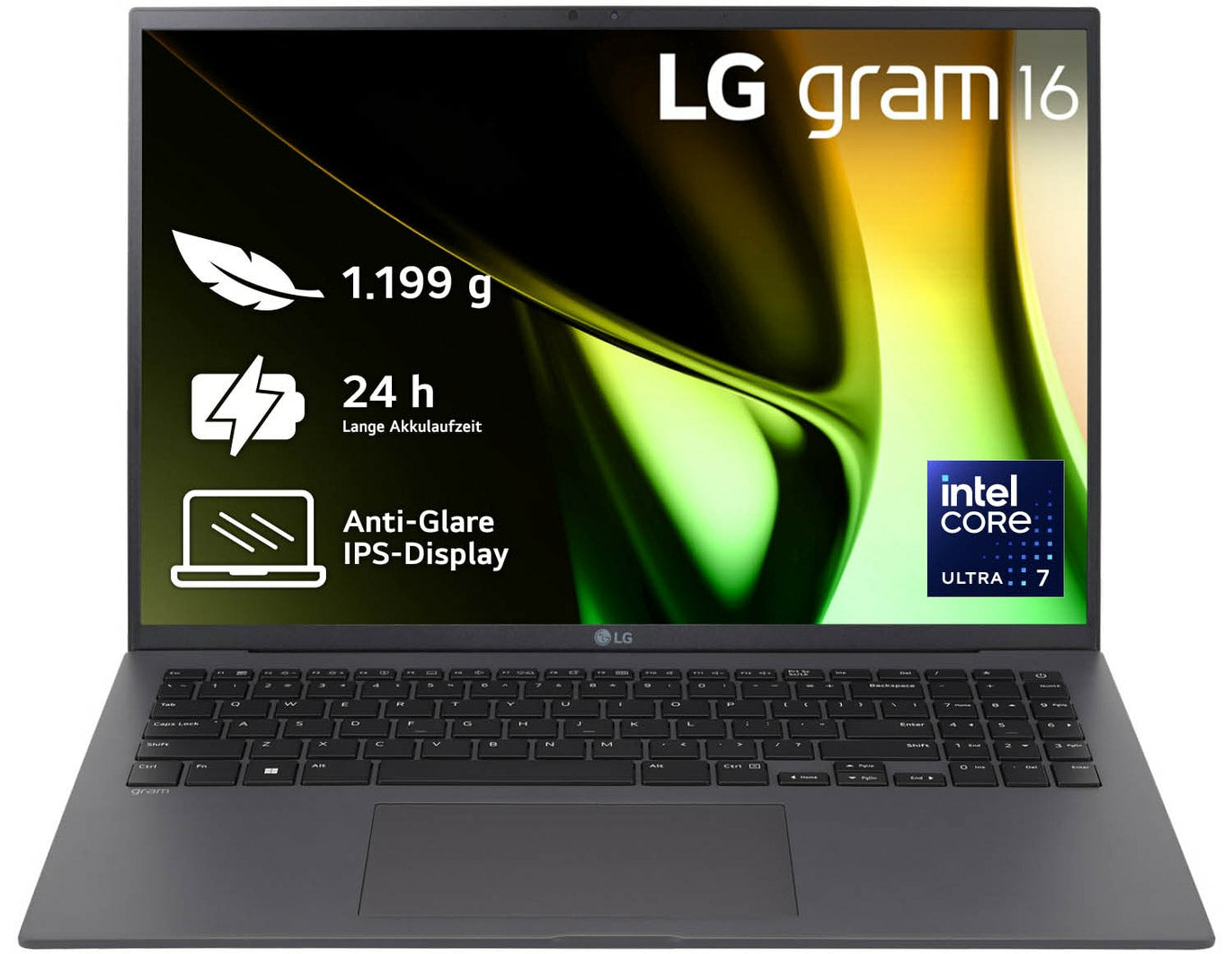 LG LG Gram 16Z90S-G Intel Core Ultra 7 155H Bärbar dator 40,6 cm (16") WQXGA 32 GB LPDDR5x-SDRAM 2 TB SSD Wi-Fi 6E (802.11ax) Windows 11 Home Grå