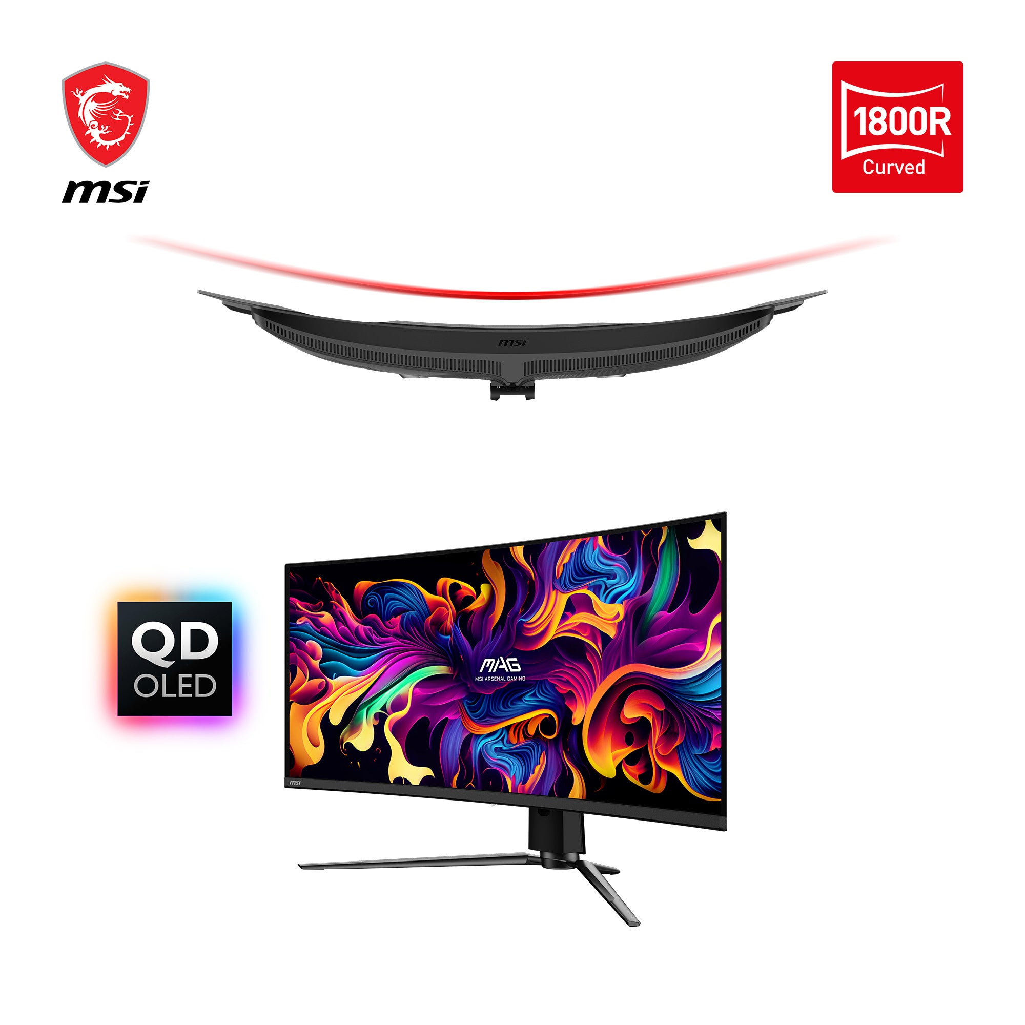 MSI MSI MAG 341CQPDE QD-OLED platta pc-skärmar 86,4 cm (34") 3440 x 1440 pixlar UltraWide Quad HD Svart