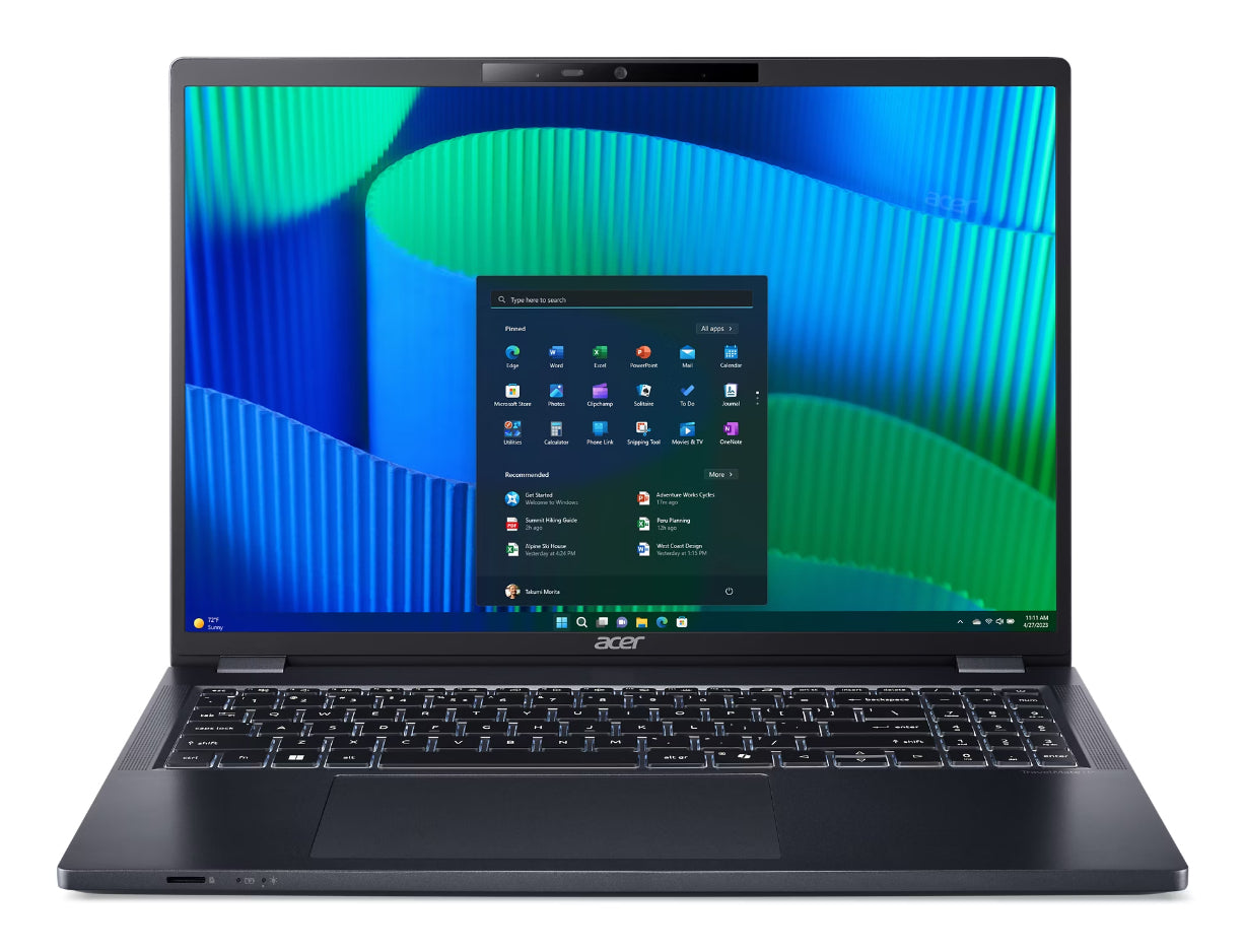 Acer TravelMate P4 TMP416-53-TCO-747D Intel Core Ultra 7 155U Bärbar dator 40,6 cm (16") WUXGA 32 GB DDR5-SDRAM 1 TB SSD Wi-Fi 6E (802.11ax) Windows 11 Pro Blå