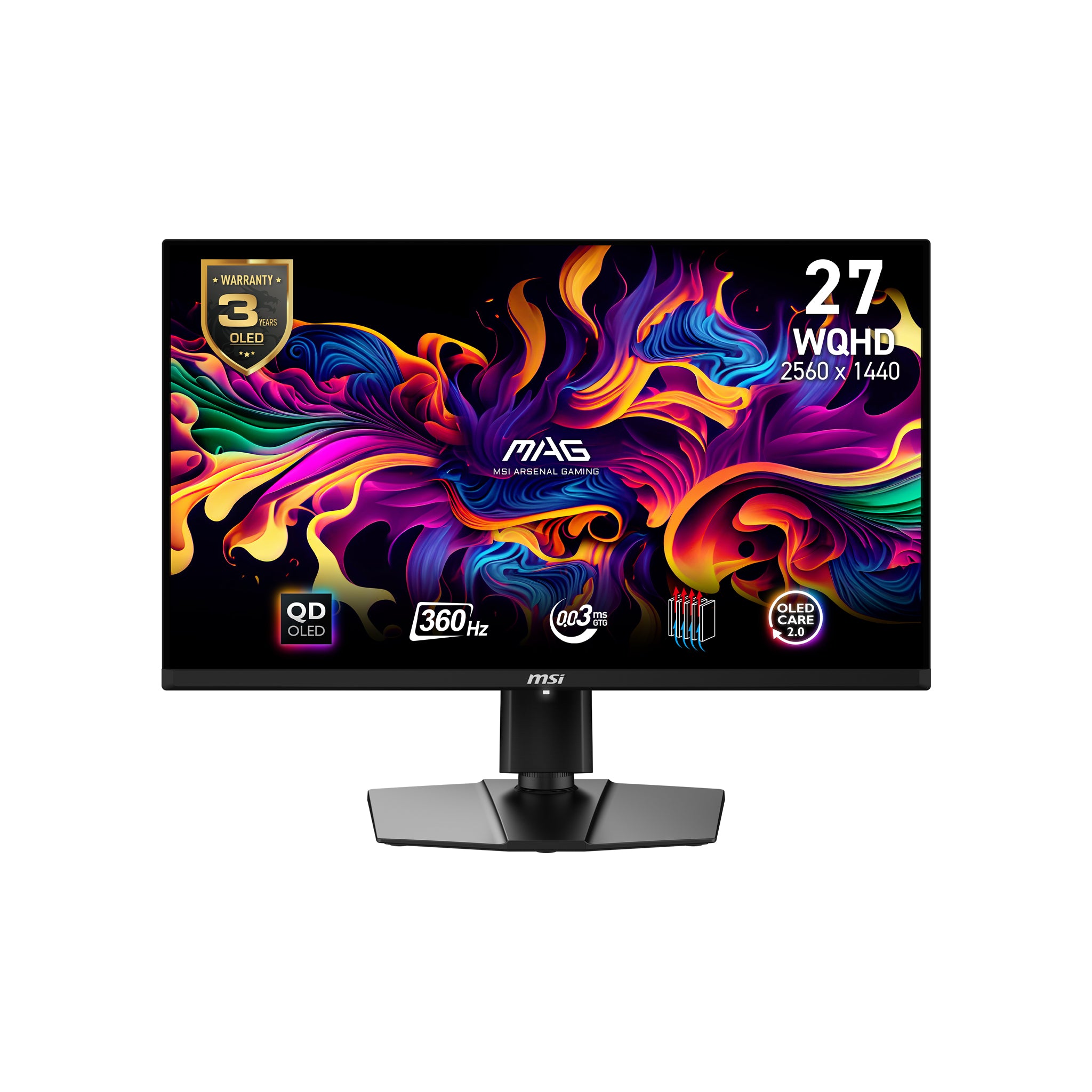 MSI MSI MAG 271QPX QD-OLED platta pc-skärmar 67,3 cm (26.5") 2560 x 1440 pixlar Wide Quad HD Svart