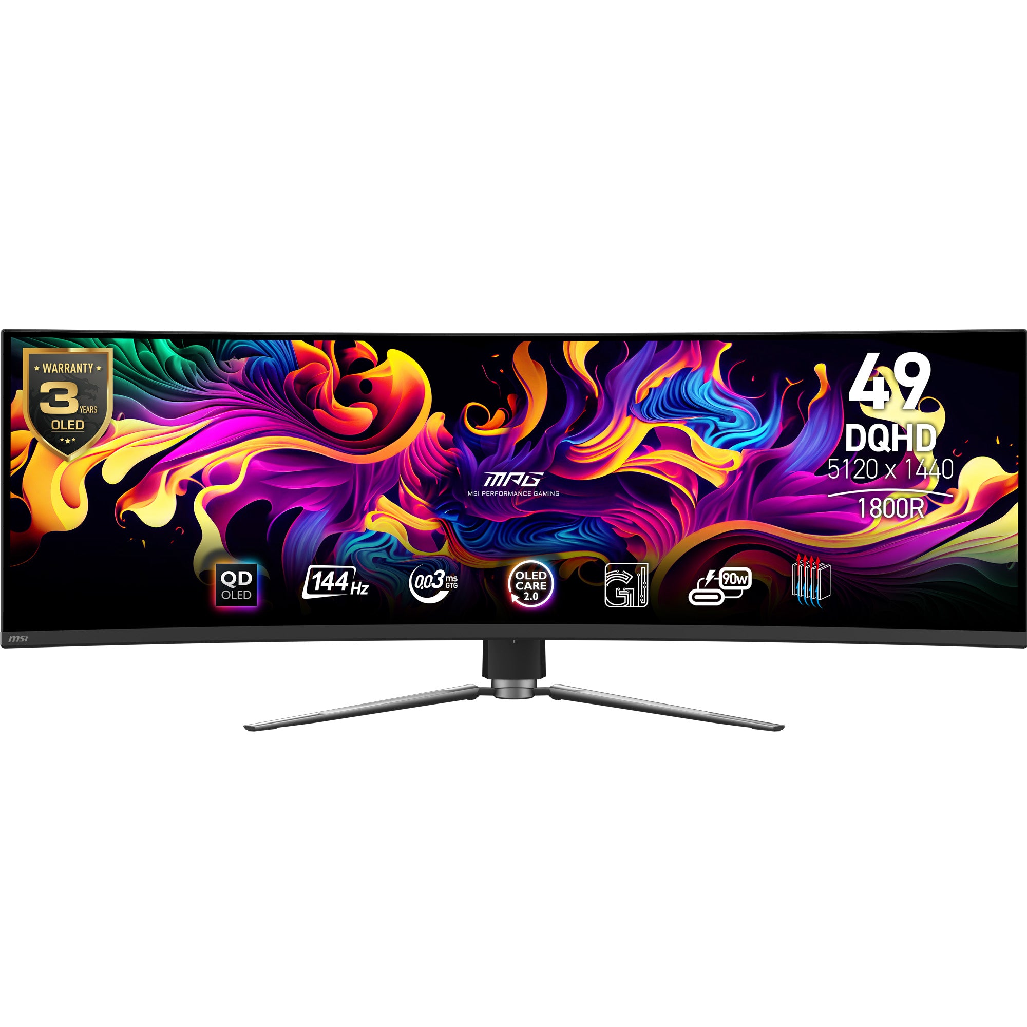 MSI MSI MPG 491CQPDE QD-OLED platta pc-skärmar 124,5 cm (49") 5120 x 1440 pixlar DQHD Svart