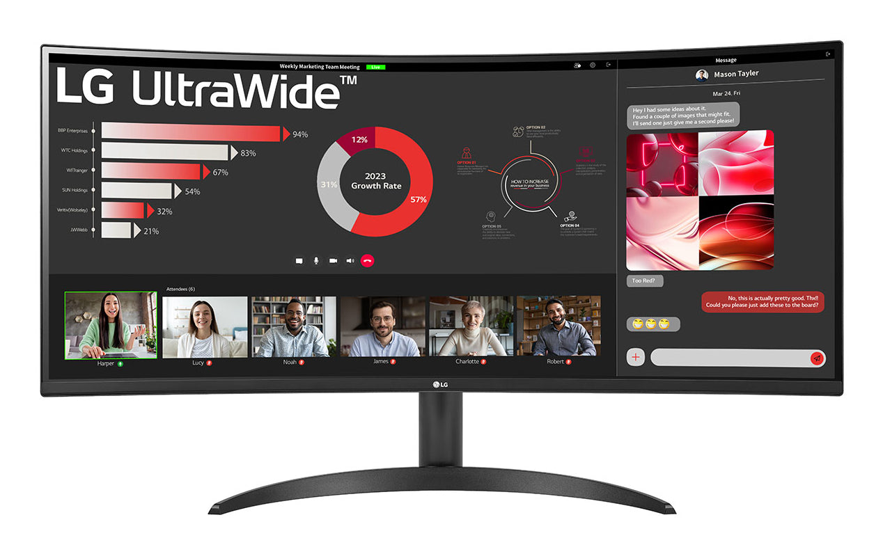 LG LG 34WR50QK-B platta pc-skärmar 86,4 cm (34") 3440 x 1440 pixlar Wide Quad HD Svart