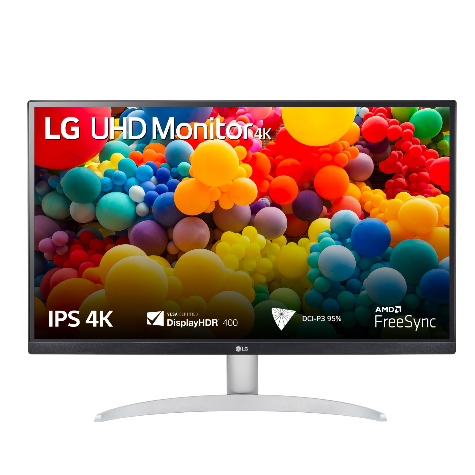 LG 27UP600-W platta pc-skärmar 68,6 cm (27") 3840 x 2160 pixlar 4K Ultra HD Svart, Silver