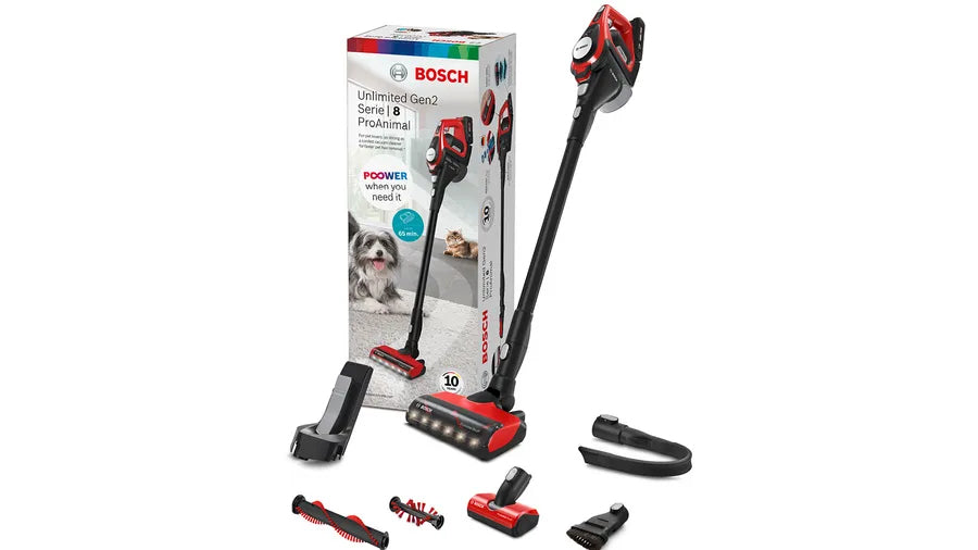 Bosch Bosch Serie 8 BBS8214PET upprättstående dammsugare och elektrisk sopborste 2-in-1 stick vacuum Batteri Torr Utan påse 0,4 l Svart, Röd 4 Ah