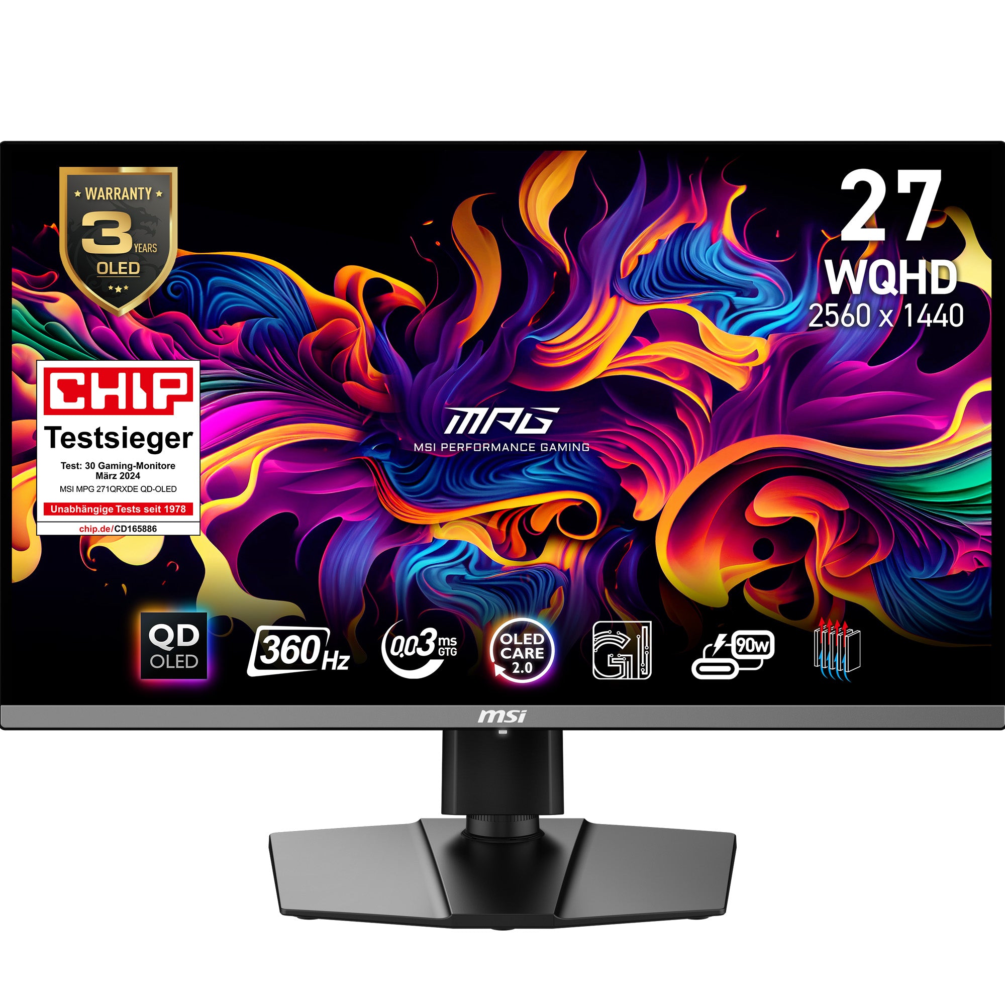 MSI MSI MPG 271QRXDE QD-OLED platta pc-skärmar 67,3 cm (26.5") 2560 x 1440 pixlar Wide Quad HD Svart