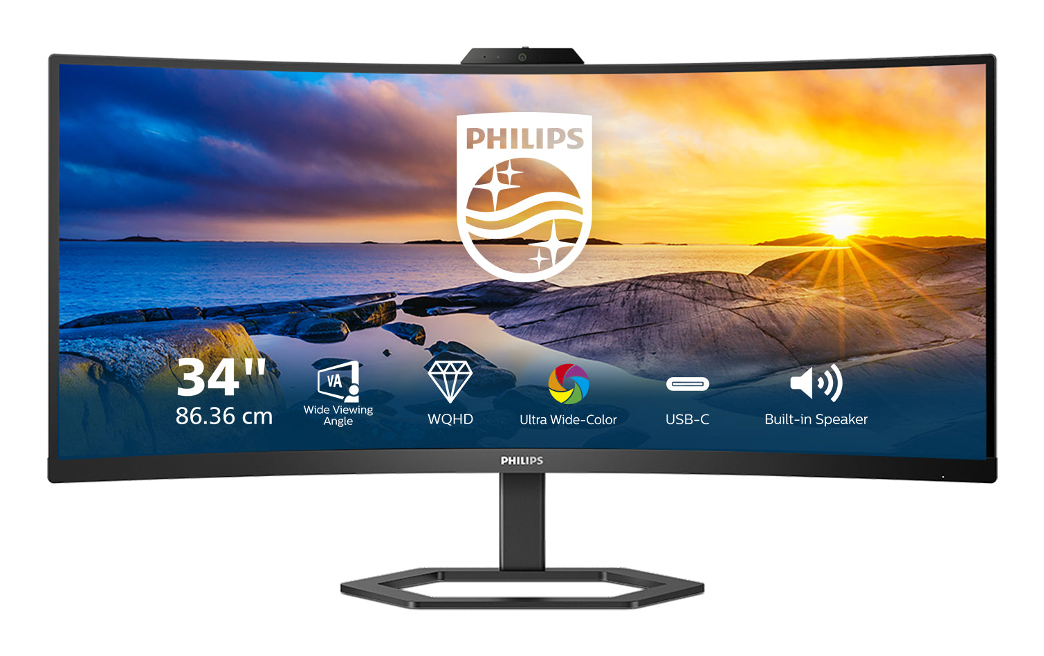 Philips Philips 5000 series 34E1C5600HE/23 LED display 86,4 cm (34") 3440 x 1440 pixlar Wide Quad HD LCD Svart